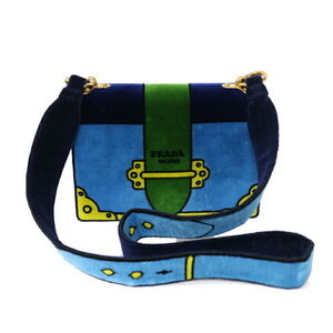 Prada Cahier Shoulder Bag Velvet Blue